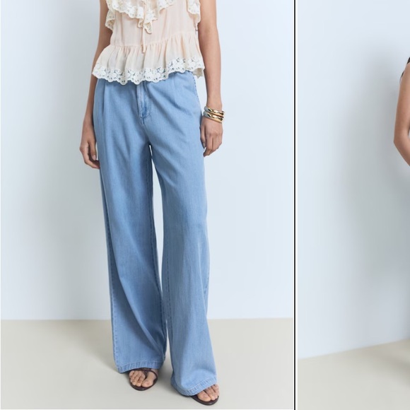 NWT, Mango Wide-Leg Lytell Pants w Pleats - Picture 1 of 10